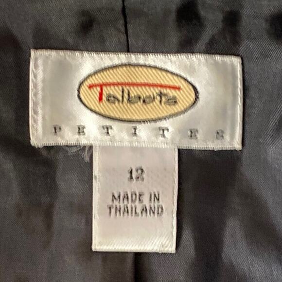 Vintage Talbots Houndstooth Plaid Blazer Black Wool Jacket 12P Preppy Academia - Picture 3 of 15